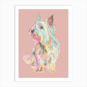 Pastel Silky Terrier Dog Pastel Line Illustration  1 Art Print