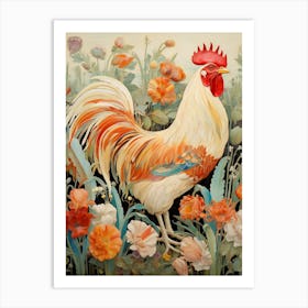 Rooster 2 Detailed Bird Painting Art Print