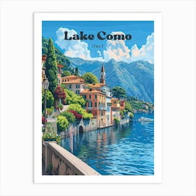 Lake Como Vacation Art Illustration Art Print