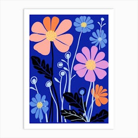 Blue Flower Illustration Cosmos 2 Art Print