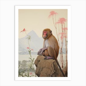 Macaque 3 Tropical Animal Portrait Art Print