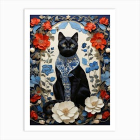 Cat In Blue Art Print