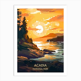 Acadia National Park Travel Poster Illustration Style 4 Art Print