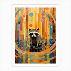 A Raccoons Swimming Lake In The Style Of Jasper Johns 3 Art Print