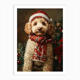 Christmas Goldendoodle 1 Art Print