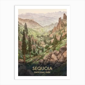 Sequoia National Park Watercolour Vintage Travel Poster 2 Art Print