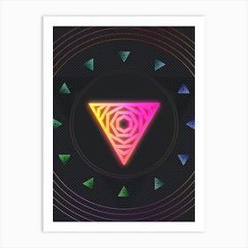 Neon Geometric Glyph in Pink and Yellow Circle Array on Black n.0282 Art Print