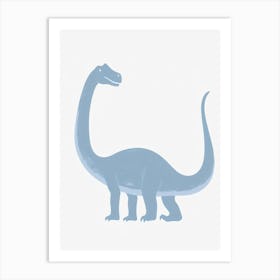 Chalk Blue Dinosaur Silhouette Art Print