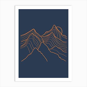 Mountains And Sunset Art Print