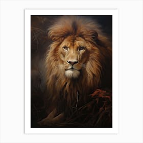 Lion Art Painting Tonalism Style 4 Art Print