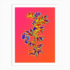 Neon Rabbit Eye Blueberry Botanical in Hot Pink and Electric Blue n.0222 Art Print