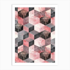 Pink And Black Geometric Pattern Art Print