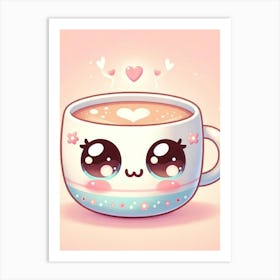 Cute Kawaii Coffee Art Print