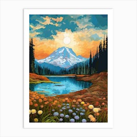 Mount Rainier National Park Retro Pop Art 11 Poster