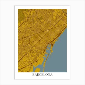 Barcelona Yellow Blue Art Print