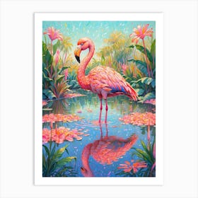 Flamingo In The Water Art Print