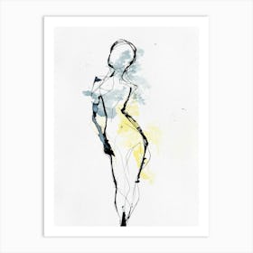 Woman Figure Line Drawing Art Print