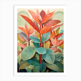 Tropical Plant Painting Rubber Tree Plant 2 Art Print