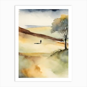 Abstract Watercolor Landscape Solitary Figure 5 Art Print