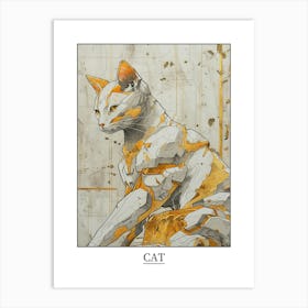 Cat Precisionist Illustration 3 Poster Art Print