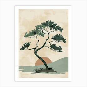 Juniper Tree Minimal Japandi Illustration 4 Art Print
