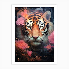 Tiger With Flowers 2 Art Print