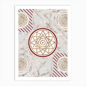 Geometric Glyph Abstract in Festive Gold Silver and Red n.0002 Art Print