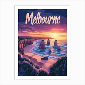 Aihrgdesign A Mid Century Modern Travel Poster For Melbourne 3 Art Print