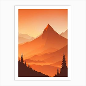 Misty Mountains Vertical Background In Orange Tone 30 Art Print