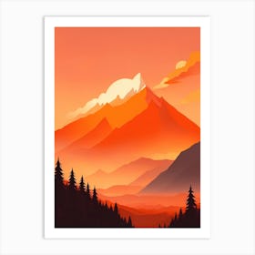 Misty Mountains Vertical Composition In Orange Tone 168 Art Print