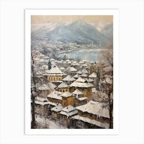 Vintage Winter Painting Salzburg Austria 2 Art Print