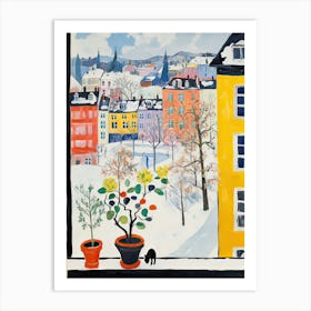 The Windowsill Of Ljubljana   Slovenia Snow Inspired By Matisse 2 Art Print