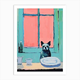 Dog Waiting For His Food, Illustration Art Print