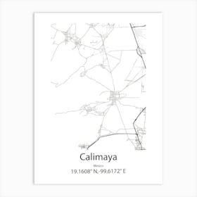 Calimaya,Mexico Minimalist Map Art Print