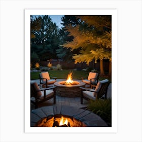 Fire Pit At Night 1 Art Print