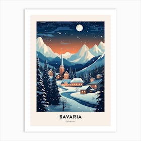 Winter Night  Travel Poster Bavaria Germany Art Print