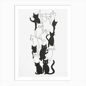 Stack Of Cat Line Drawing 4 Art Print