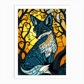 Fox Stained Glass Art Print