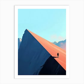 Man On A Mountain, Minimalism 1 Art Print