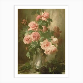 Roses In A Silver Vase Art Print