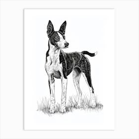 Basenji Dog Line Sketch 4 Art Print