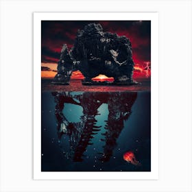 Dark Rock Dinosaur Island Art Print