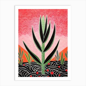 Pink And Red Plant Illustration Aloe Vera 2 Art Print