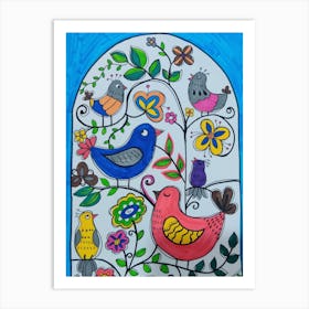 Birds And Flowers Art Print