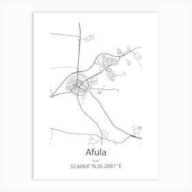 Afula,Israel Minimalist Map Art Print