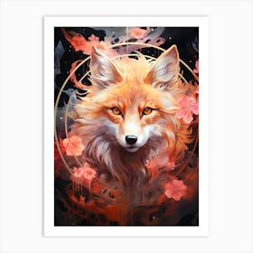 Fox Floral Art Print