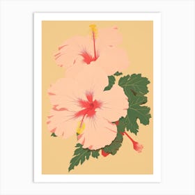 Hibiscus Flower Big Bold Illustration 1 Art Print