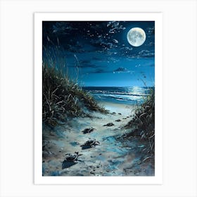 Sea Turtles In The Moonlight 3 Art Print