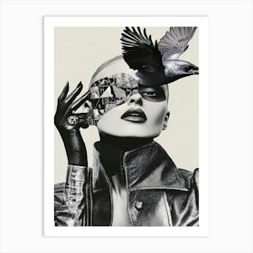 Crow Fashion Collage Art Print