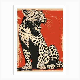 Leopard Roaring Art Print